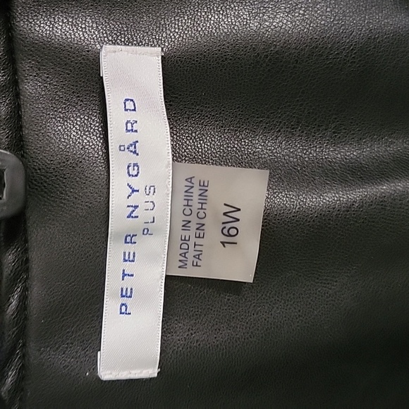 Peter Nygard Black Faux leather Eyelet Embroidered Long Vest size 16W 1X plus sz - Picture 4 of 13